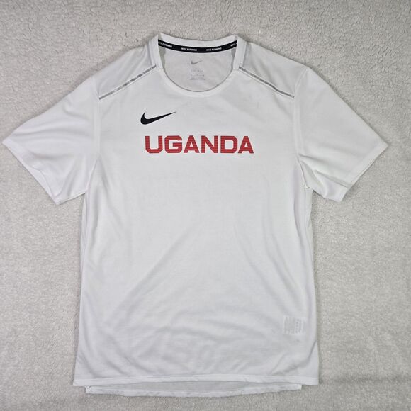 Nike Pro Elite Mens Medium Uganda Team Issued Running White T-Shirt CU8875-100 - Picture 1 of 6